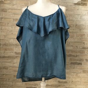 Old Navy Chambray Ruffle Sleeve Tank